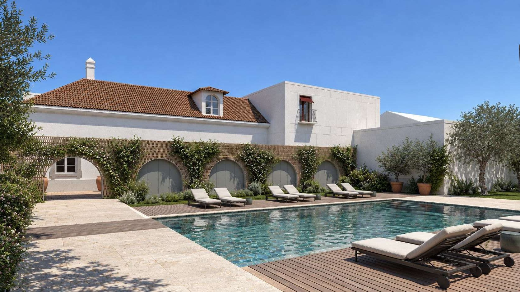 Proposed pool and hotel courtyard at Diana Évora